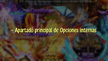 – Apartadó principal de Opciones internas